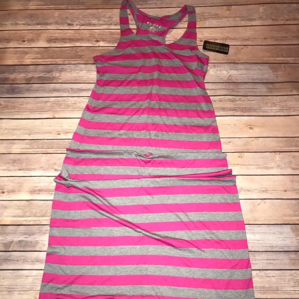 PINK AND GRAY MAXI DRESS